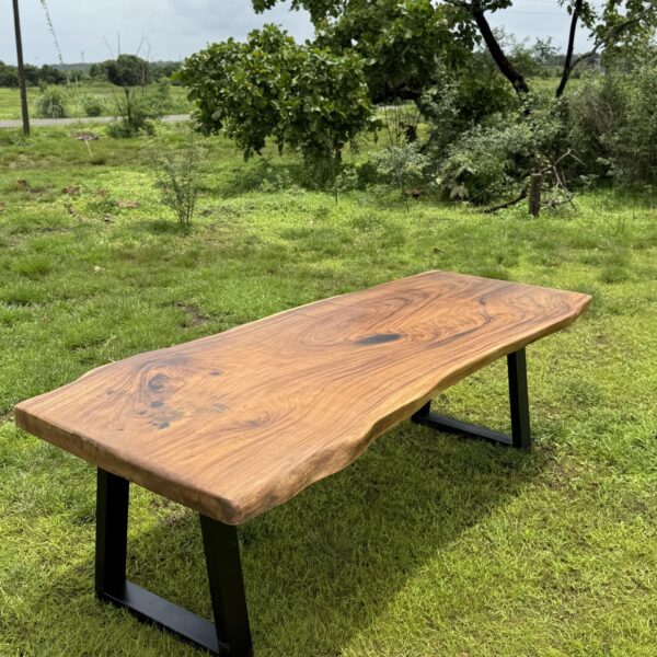 Solid Wooden Dinning  Table With Steel Leg (9x3feet)