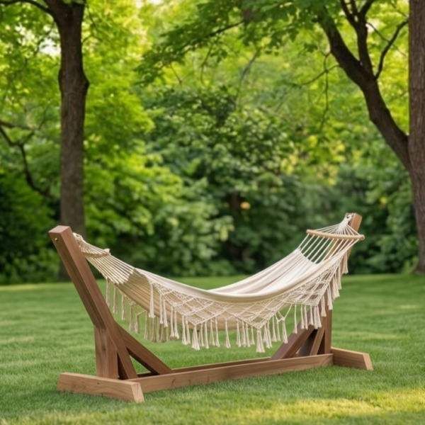 Garden Hammock with Wooden Stand