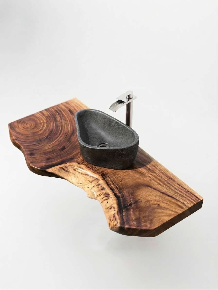 Natural Stone Basin Live Edge Countertop
